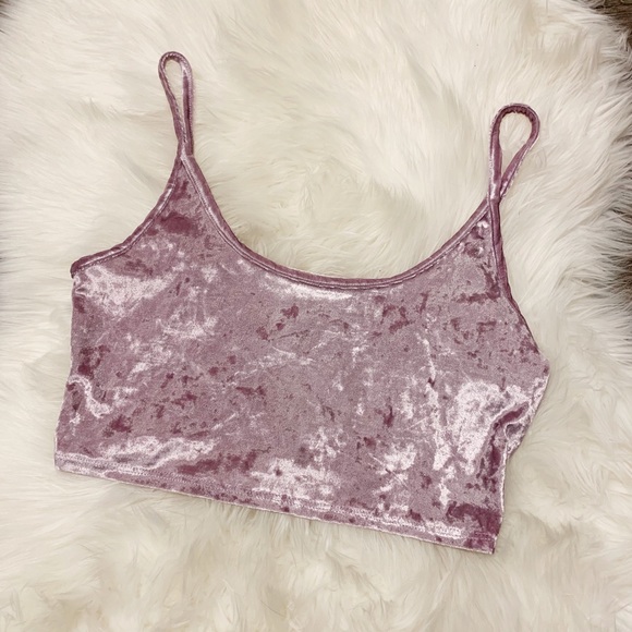 Style Angeles Tops - Style Angeles | Crushed Velvet Purple Cropped Tank